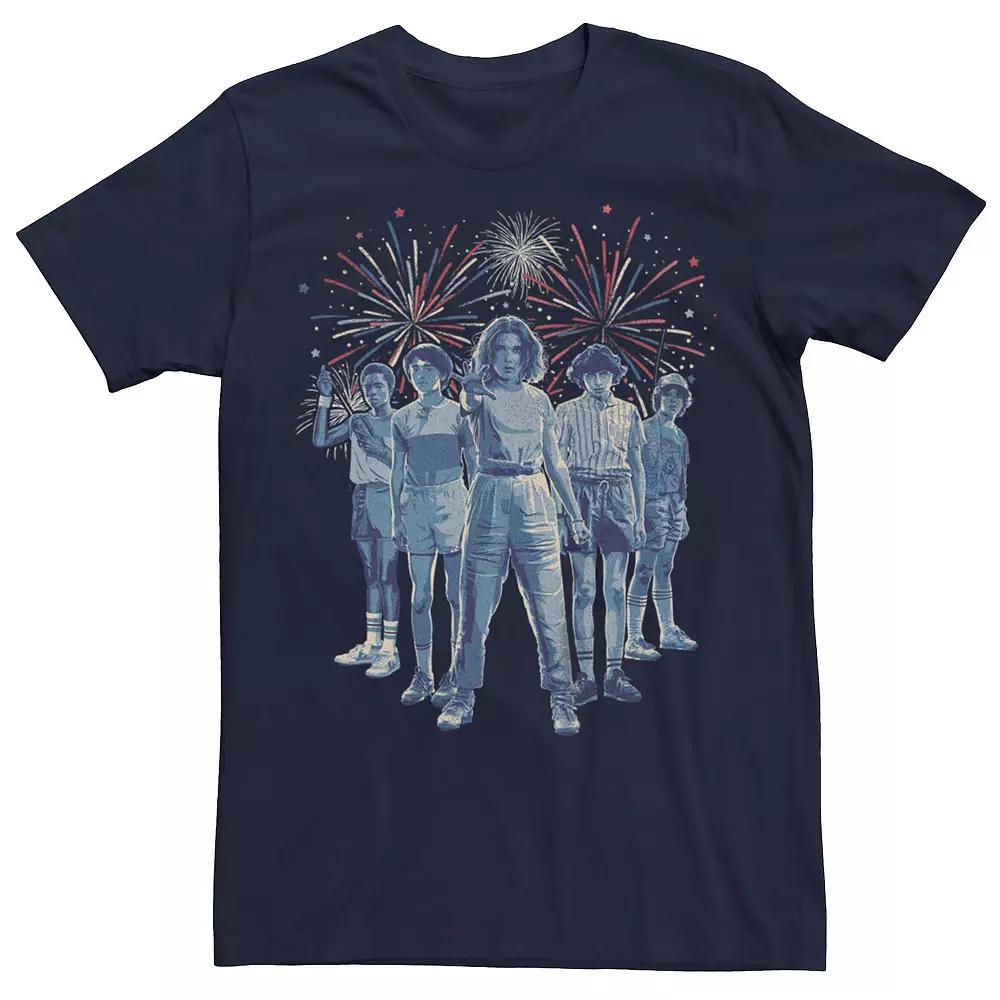 Men's Stranger Things Kids Fireworks Background Graphic Tee, Size: XS, Blue Product Image
