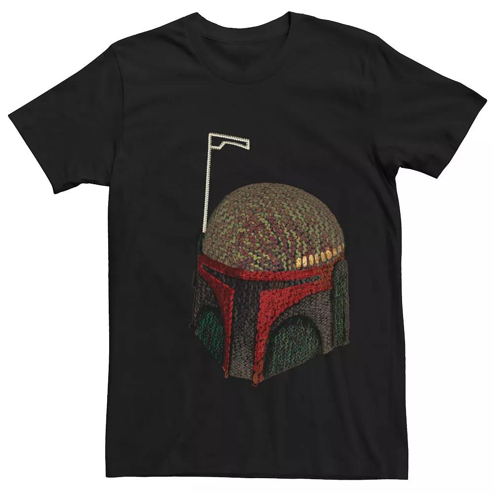 Men's Star Wars Boba Fett Hand Crocheted Plushie Helmet Graphic Tee, Size: Medium, Black Product Image