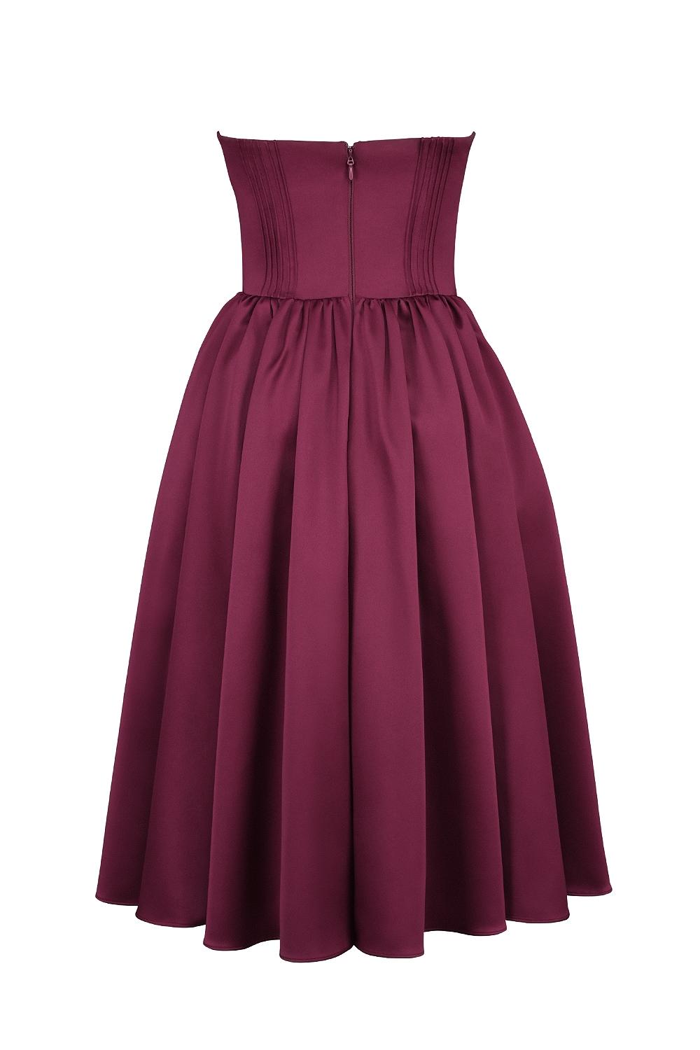 Coco  burgundy satin tulle midi dress - sale Product Image