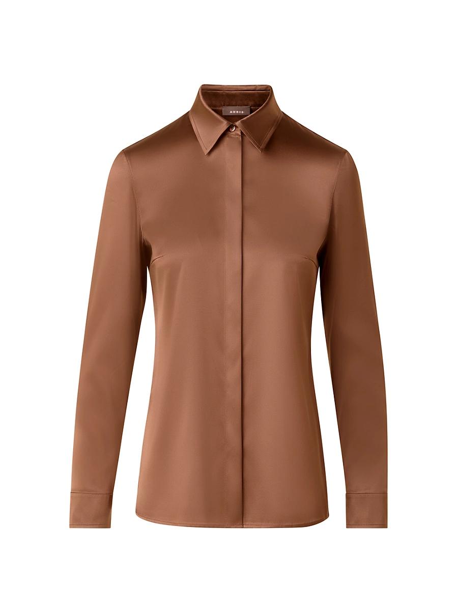 Womens Stretch Satin Shirt Product Image