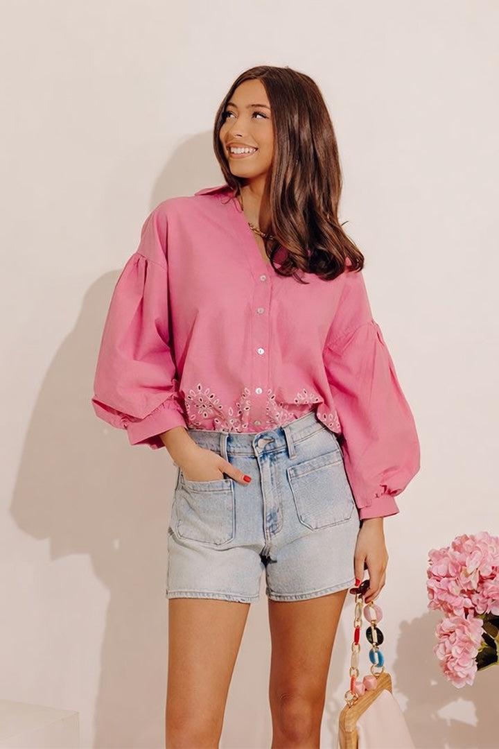 Kind Gesture Eyelet Top in Blush Product Image