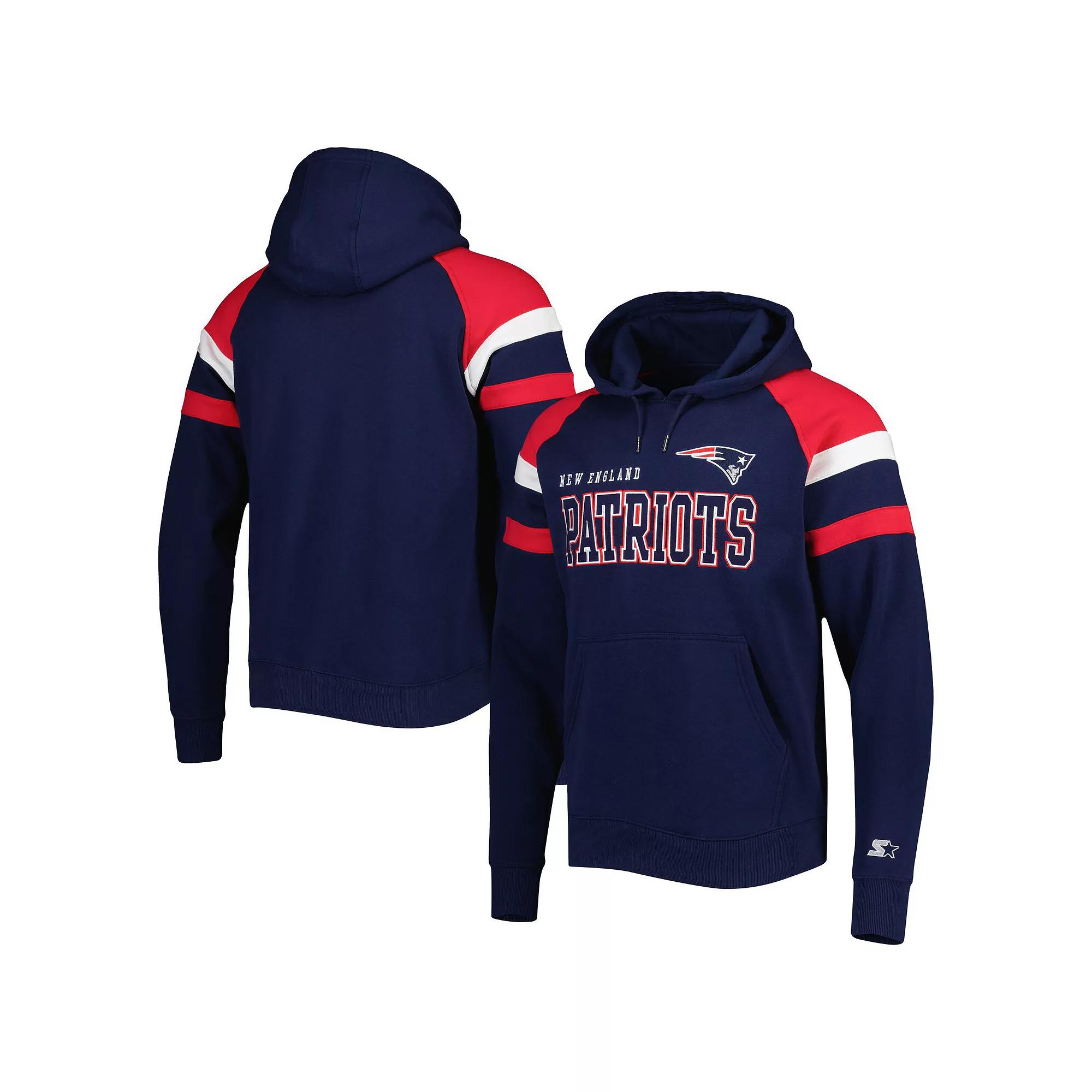 Men's Starter Navy New England Patriots Draft Fleece Raglan Pullover Hoodie, Size: 3XL, Blue Product Image