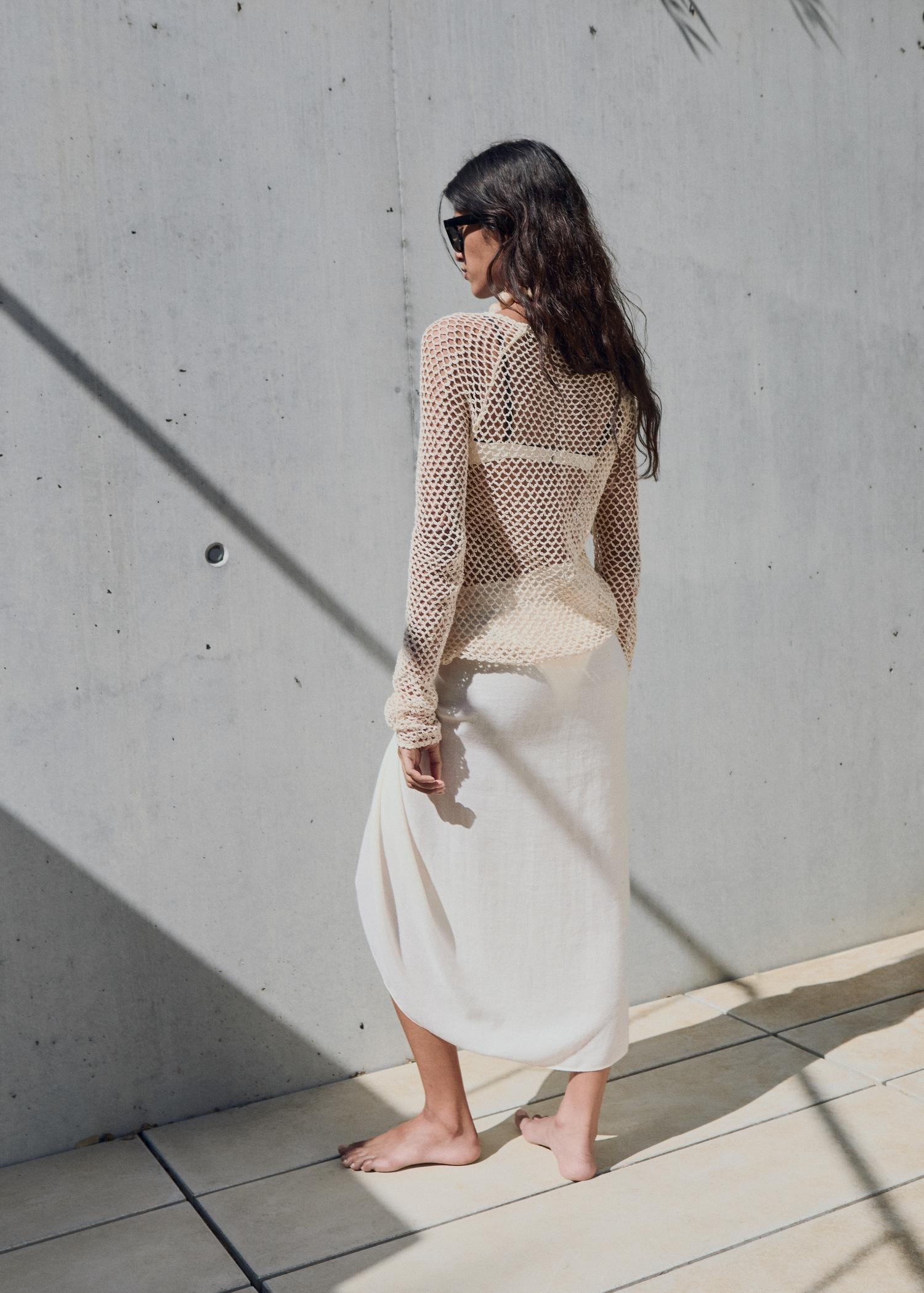 Long-sleeved crochet sweater - Women | MANGO USA Product Image