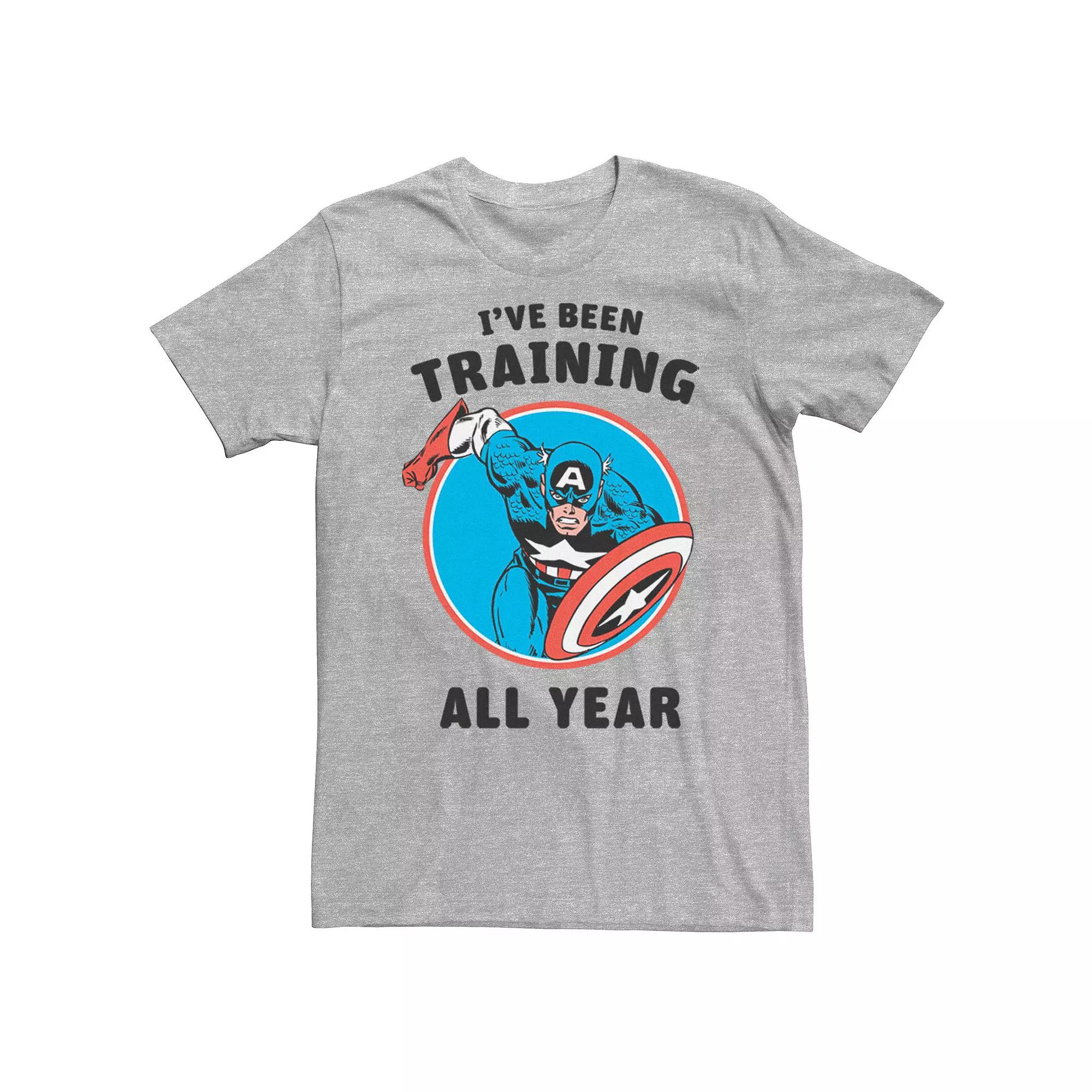 Men's Marvel Avengers Captain America I've Been Training All Year Tee, Size: XXL, Athletic Grey Product Image