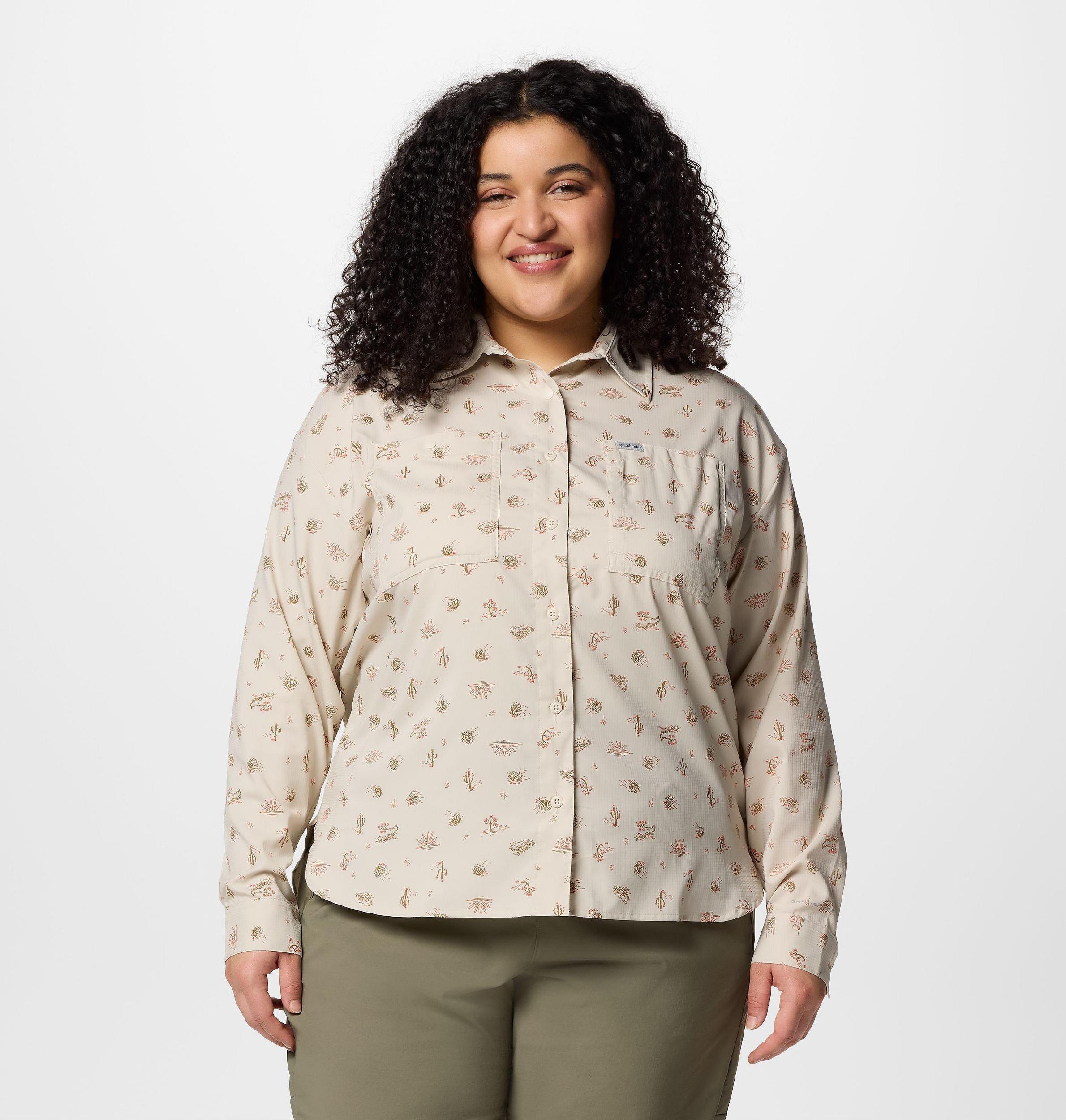 Columbia Womens Silver Ridge Utility Patterned Long Sleeve Shirt - Plus Size- Product Image