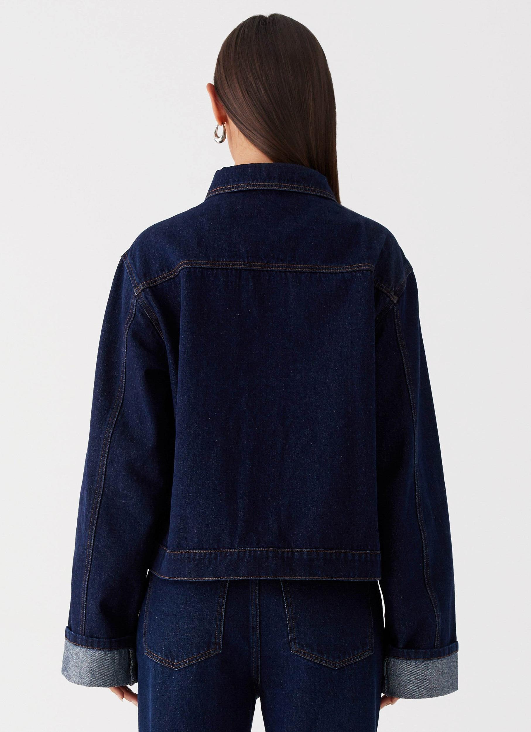 Back Again Oversized Denim Jacket - Blue Product Image
