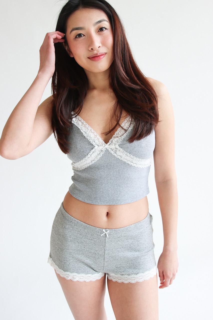 Lace Trim Bow Detail Short Lounge Shorts Product Image