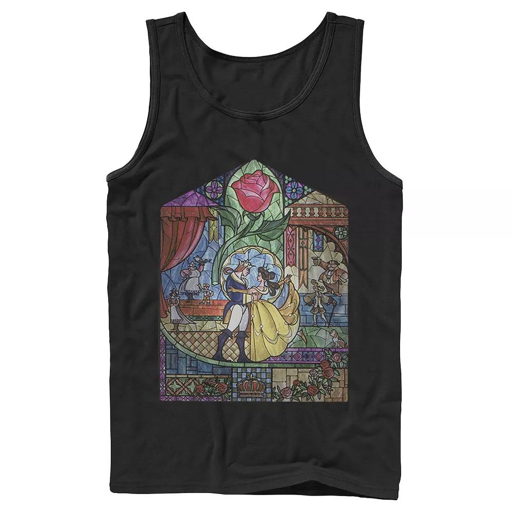 Disney's Beauty & The Beast Men's Stained Glass Rose Tank Top, Size: Large, Black Product Image
