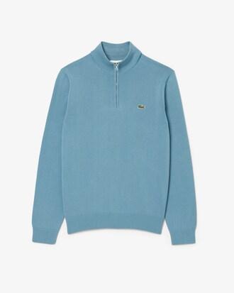 Zipped High Neck Cotton Sweater Product Image