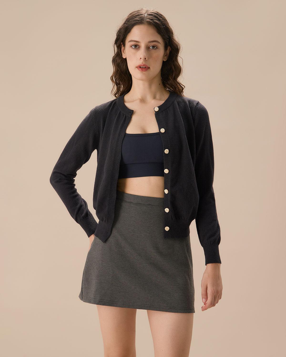 Grey Plaid Mini Skirt Product Image