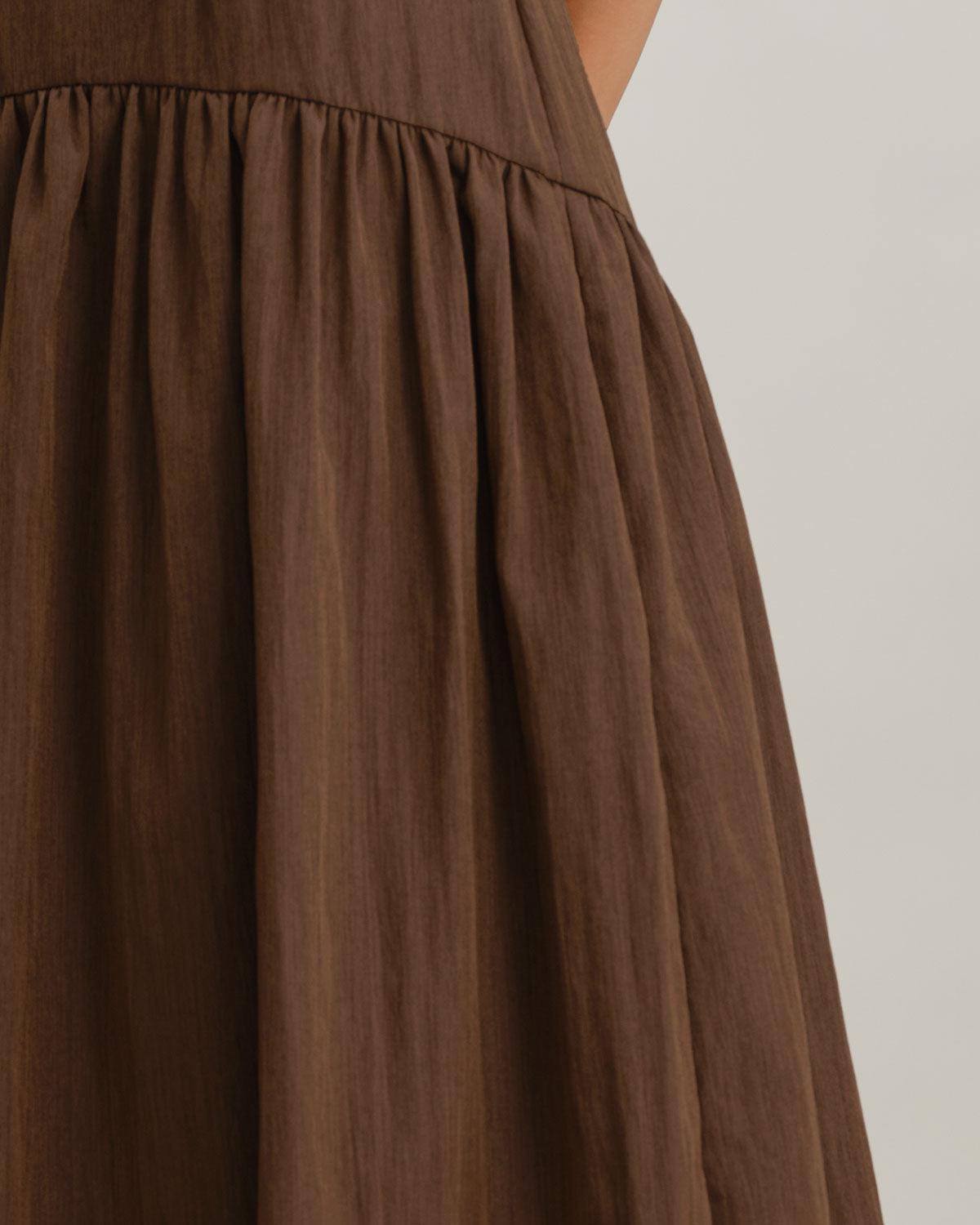 Brown High Waisted High-Low Midi Skirt Product Image