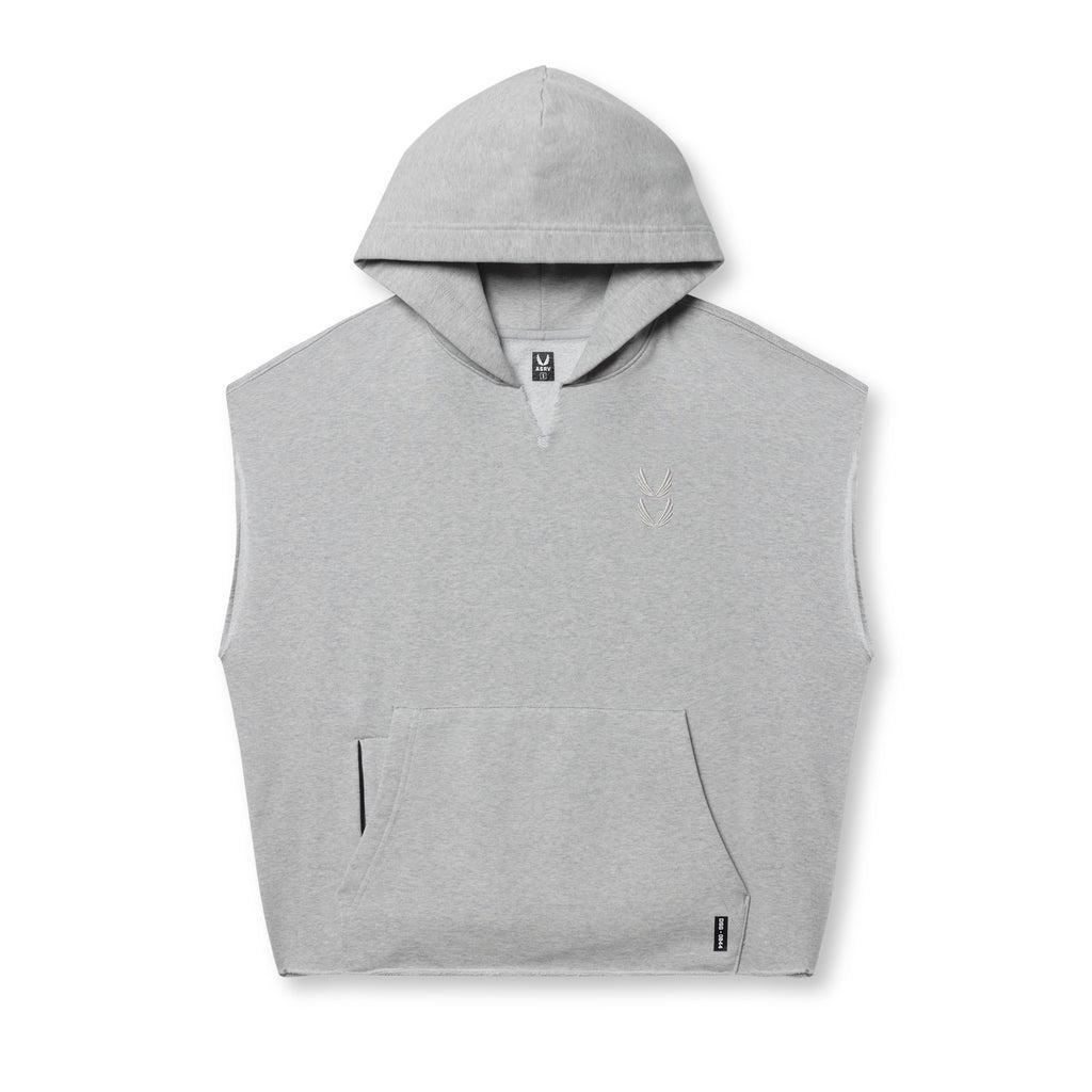 0844. Tech Essential™ Raw Hem Cutoff Hoodie - Heather Grey Product Image