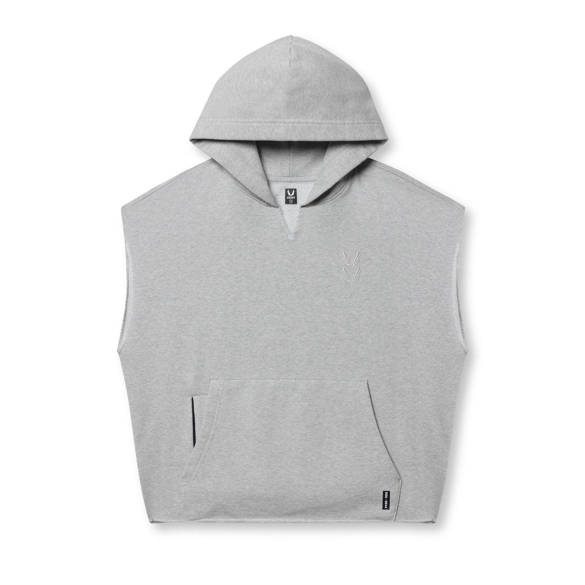 0844. Tech Essential™ Raw Hem Cutoff Hoodie - Heather Grey Product Image