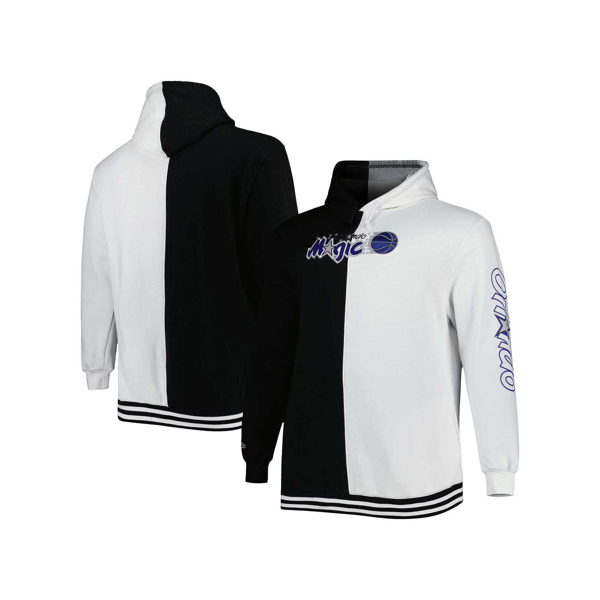 Men's Mitchell & Ness Black/White Orlando Magic Big & Tall Hardwood Classics Split Pullover Hoodie, Size: XLT, Mag Black Product Image