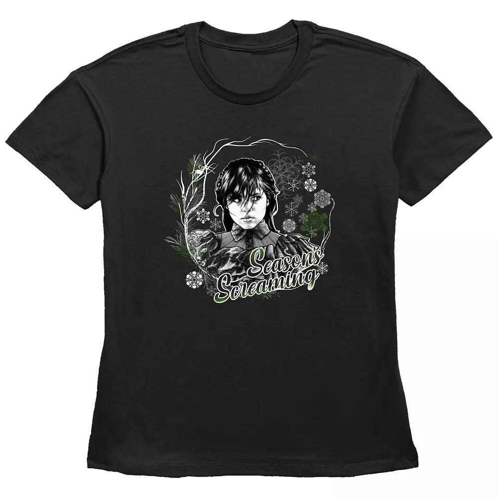 Women's Wednesday Season's Screaming Graphic Tee,  Product Image