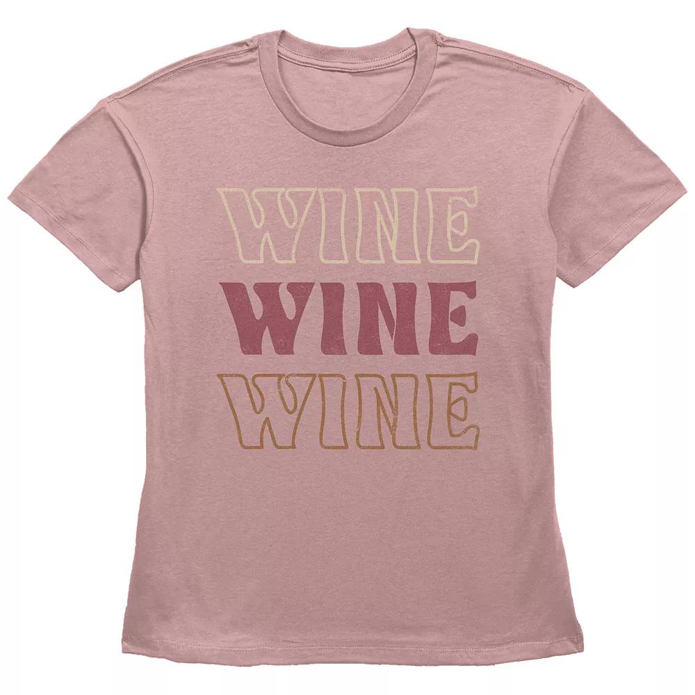 Women's Fifth Sun "Wine" Triple Stacked Text Short Sleeve Graphic Tee, Girl's, Size: Large, Desert Pink Product Image