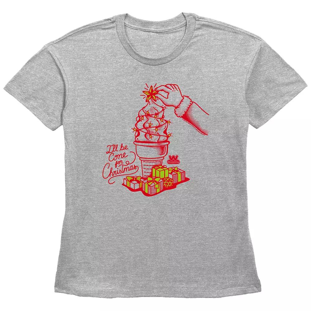 Womens Wienerschnitzel Ill Be Cone For Christmas Graphic Tee Grey Gray Product Image