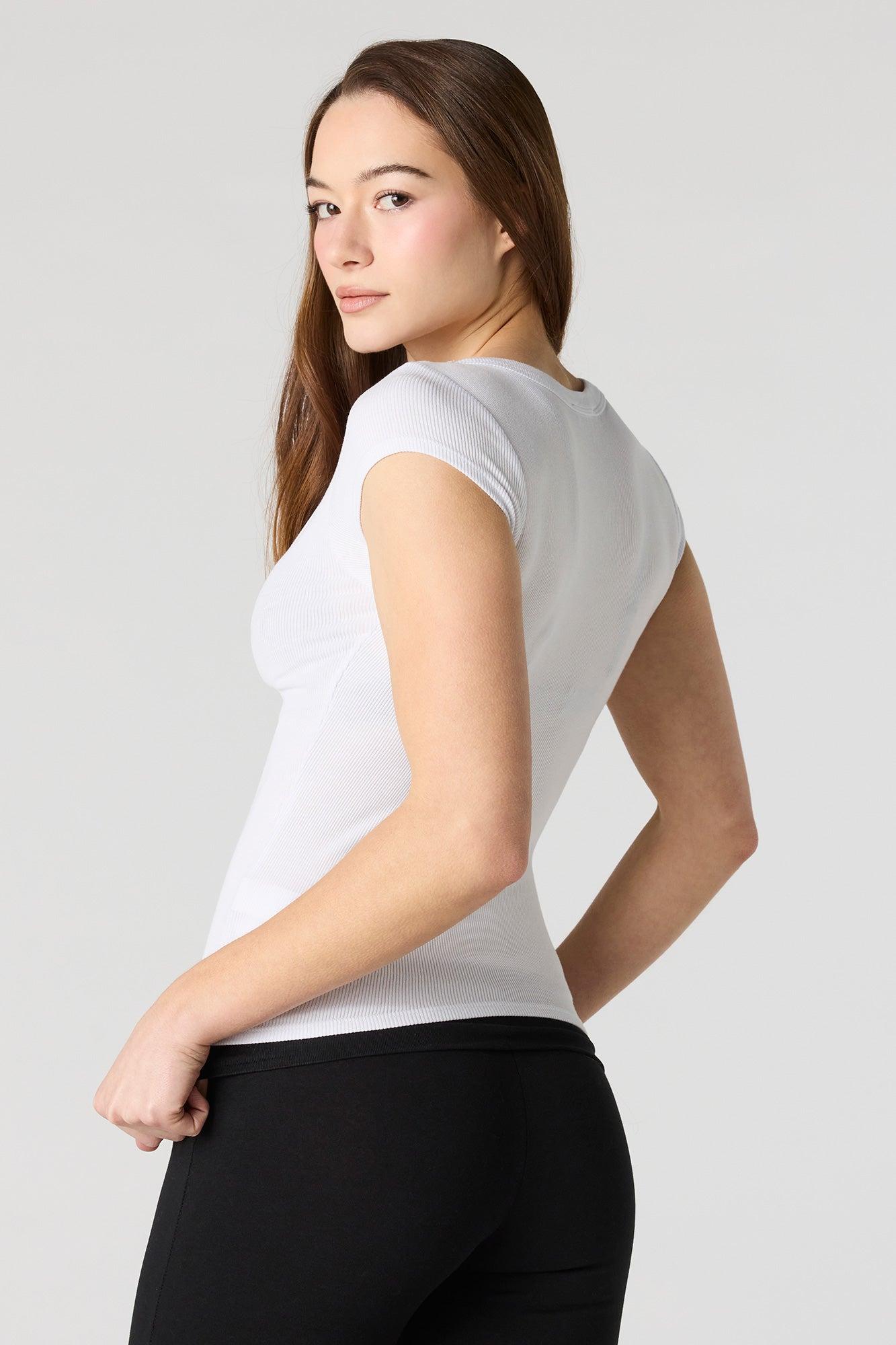 Ribbed Scoop Neck T-Shirt Female Product Image