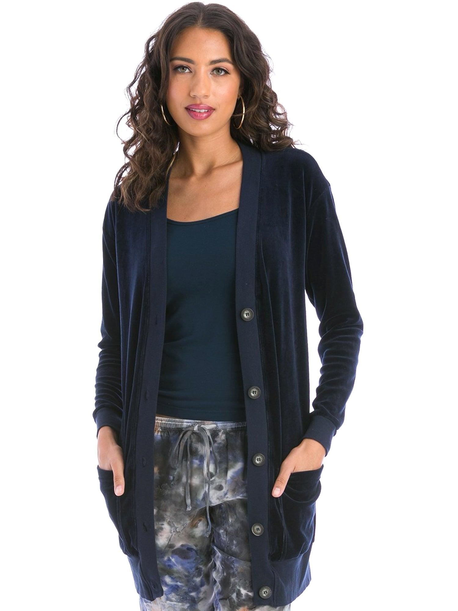 Hard Tail Velour Long Cardigan V-183 Product Image