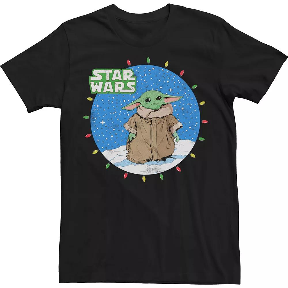 Men's Star Wars The Mandalorian The Child aka Baby Yoda Christmas Lights Tee,  Product Image