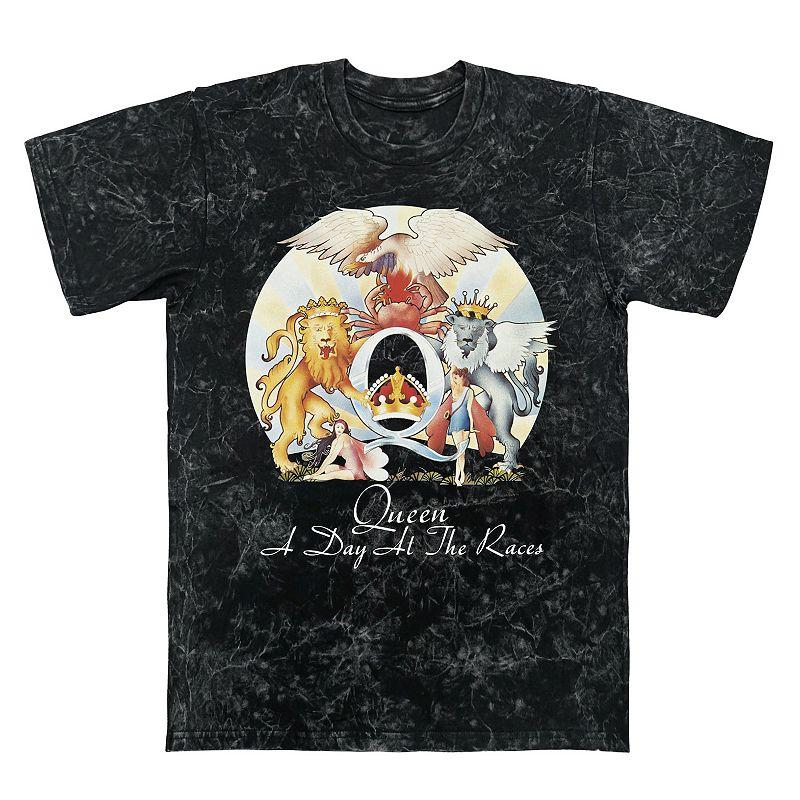 Men's Queen A Day At The Races Album Mineral Wash Graphic Tee, Size: Medium, Black Mineral Wash Product Image