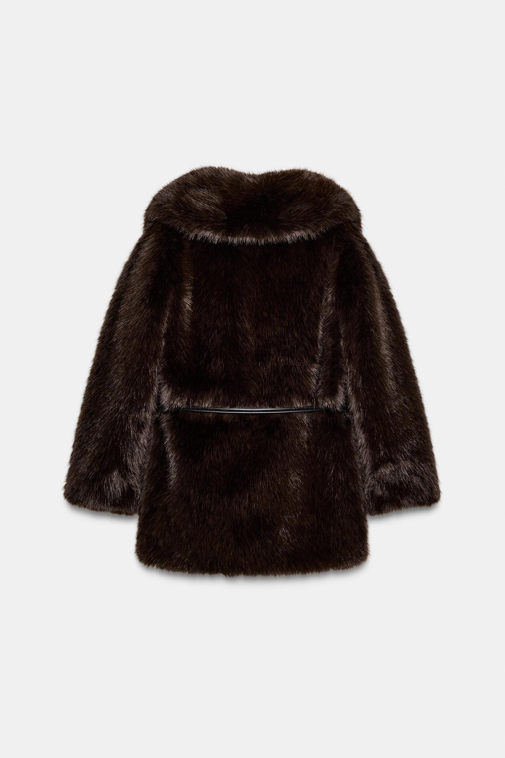 FAUX FUR COAT WITH BELT Product Image