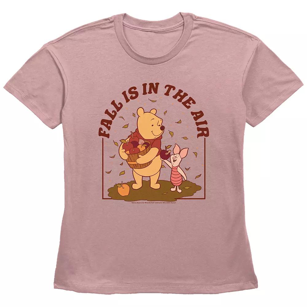 Disney's Winnie The Pooh Fall Is In The Air Women's Graphic Tee, Size: Medium, Desert Pink Product Image
