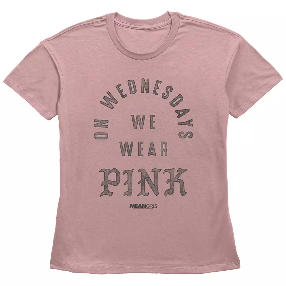 Women's Mean Girls On Wednesdays We Wear Pink Basic Fit Graphic Tee, Girl's,  Product Image