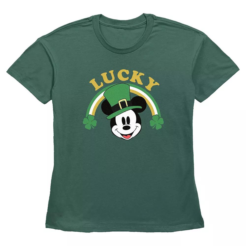 Disney's Mickey Mouse Lucky Shamrock Rainbow Women's Graphic Tee,  Product Image