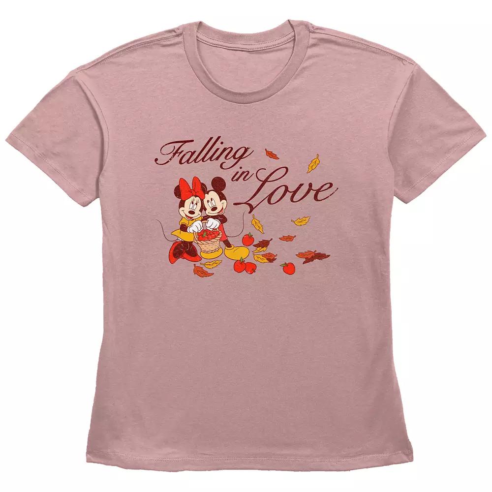 Disney's Mickey Mouse And Minnie Mouse Falling In Love Women's Graphic Tee, Size: Large, Desert Pink Product Image