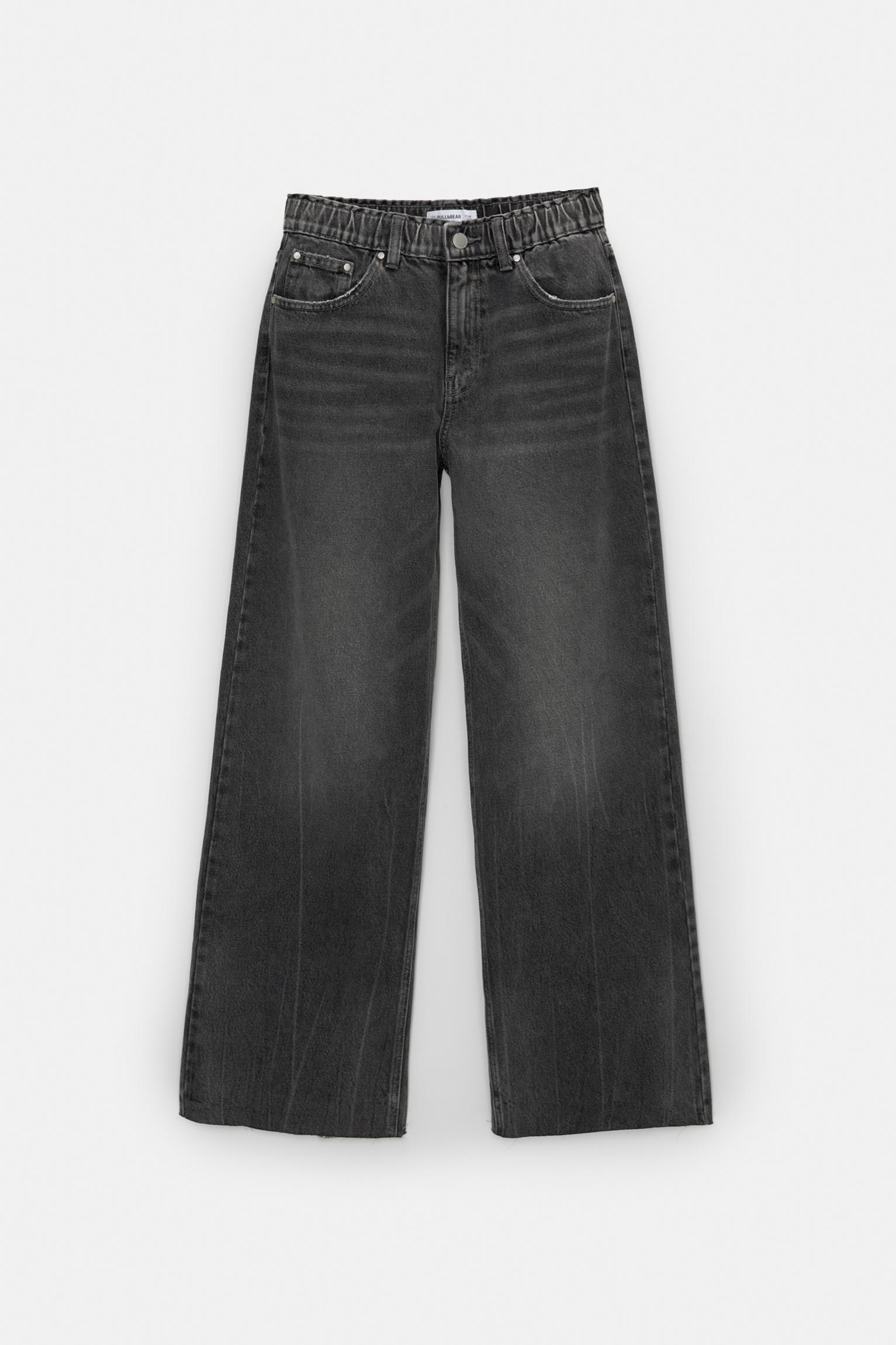 Wide leg baggy jeans with elastic waistband Product Image