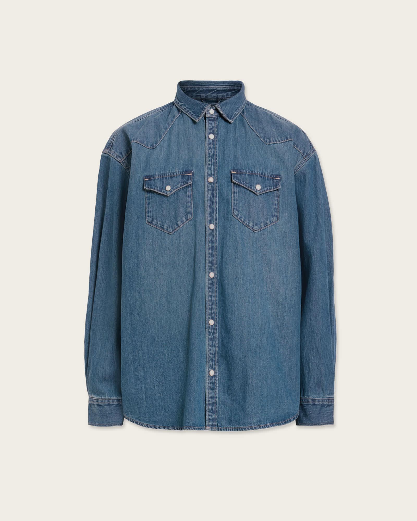 Fenton Denim Shirt Vintage Indigo | ALLSAINTS US Product Image