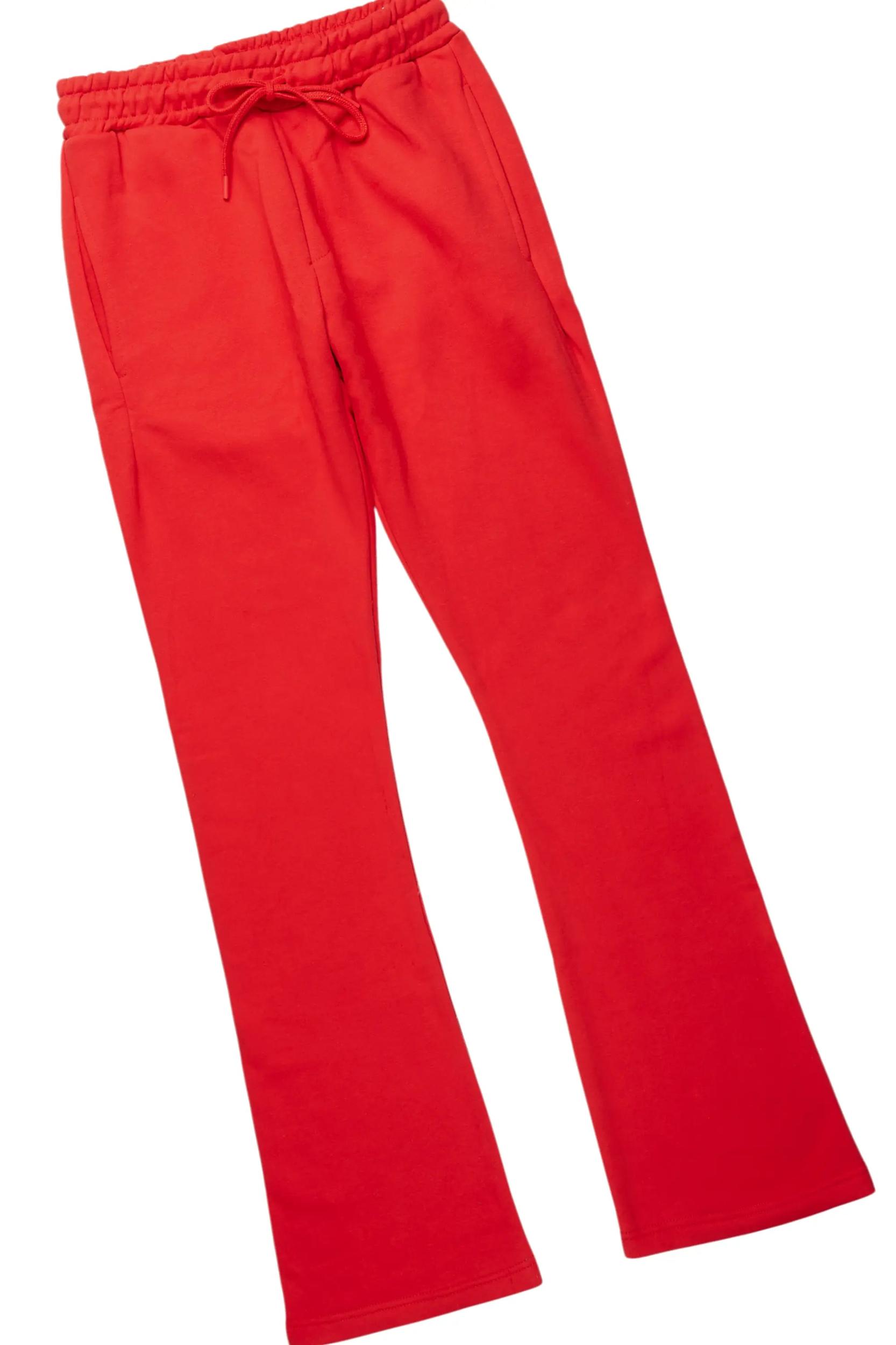 Basic White/Red T-Shirt/Stacked Track Pant Set Male Product Image