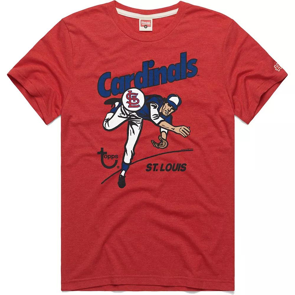 Men's Homage x Topps Red St. Louis Cardinals Tri-Blend T-Shirt,  Product Image