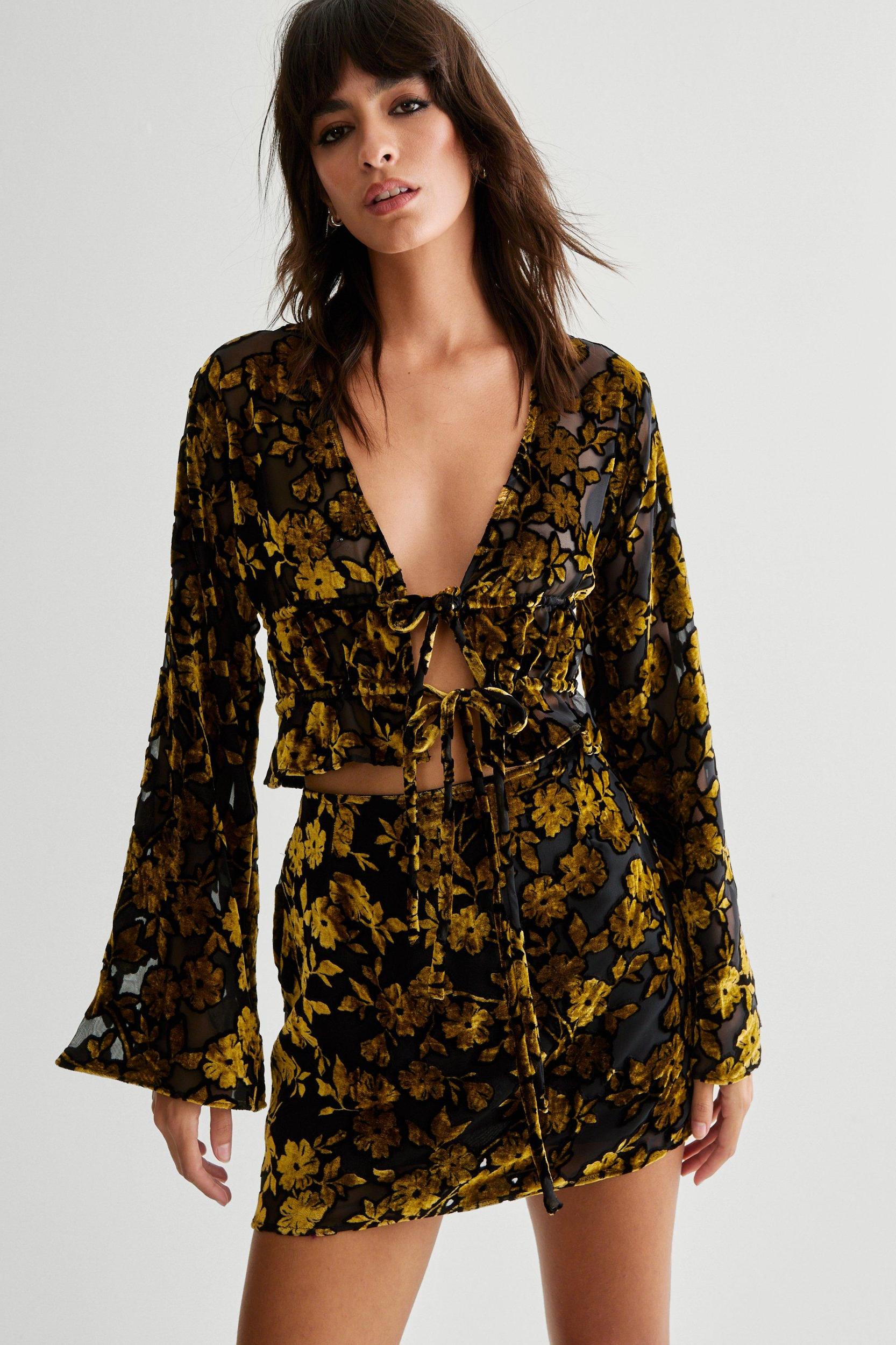 Floral Devore Mini Skirt Product Image