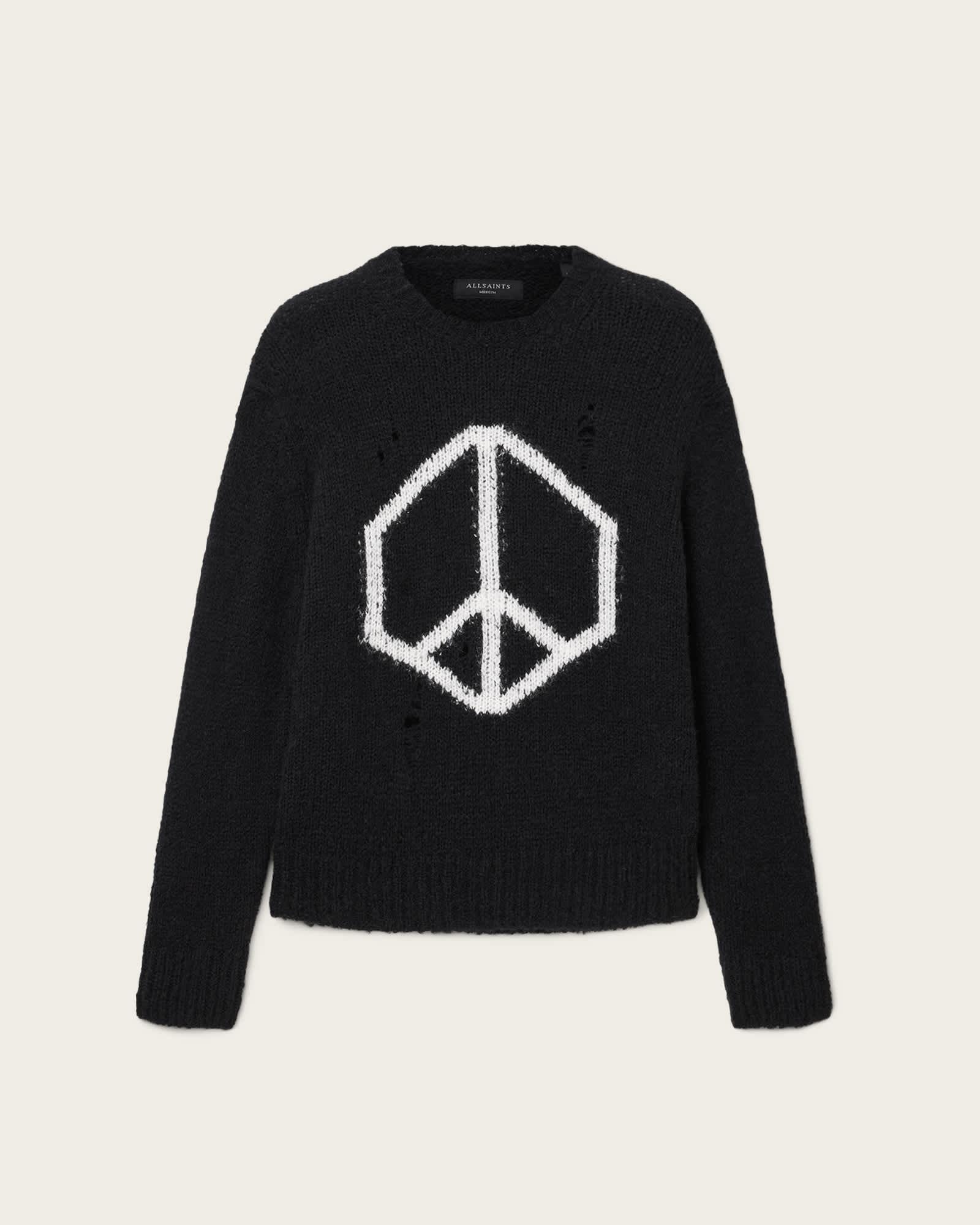 Message Oversized Wool Sweater Black | ALLSAINTS US Product Image