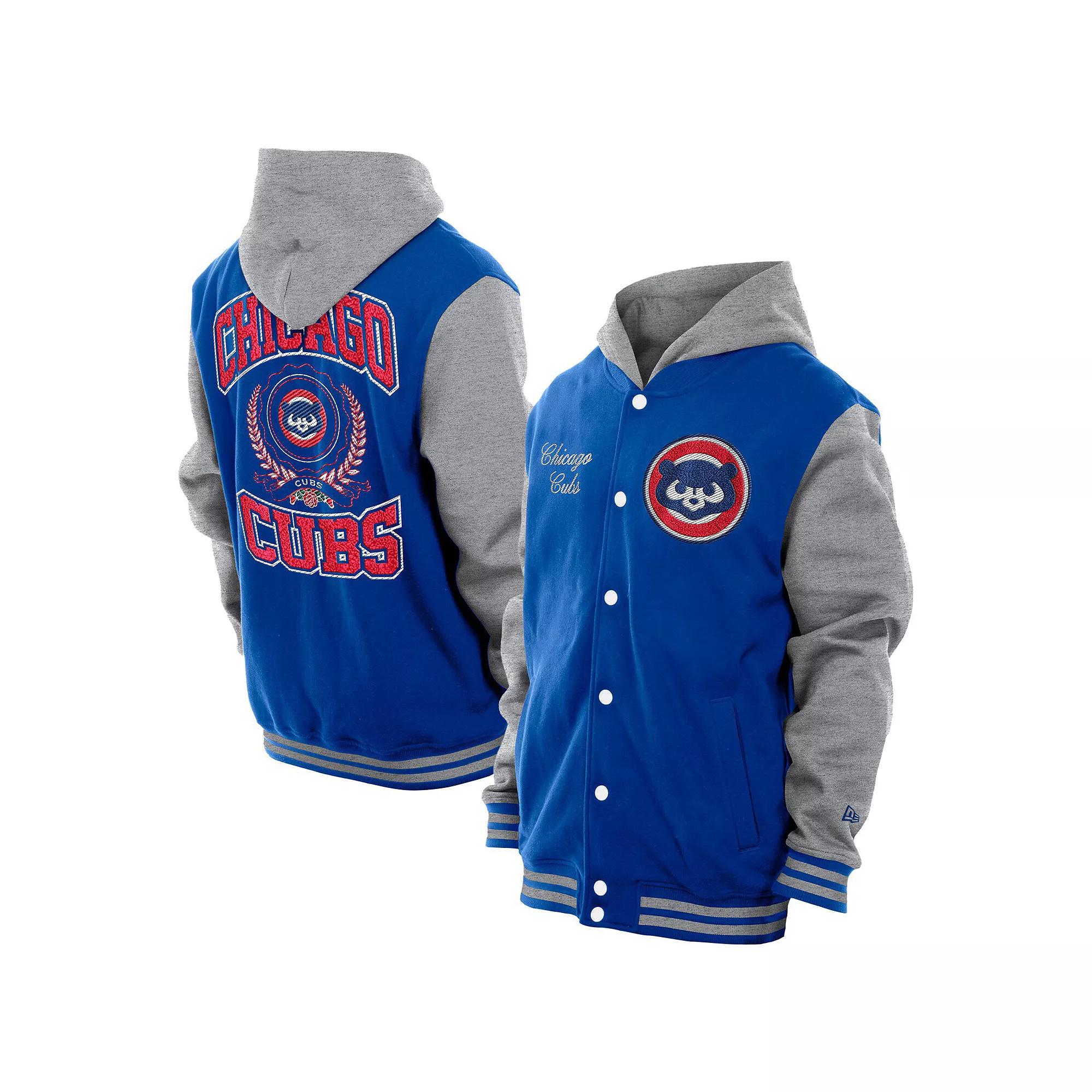 Men's New Era Royal Chicago Cubs Throwback Prep Full-Snap Hoodie Jacket,  Product Image