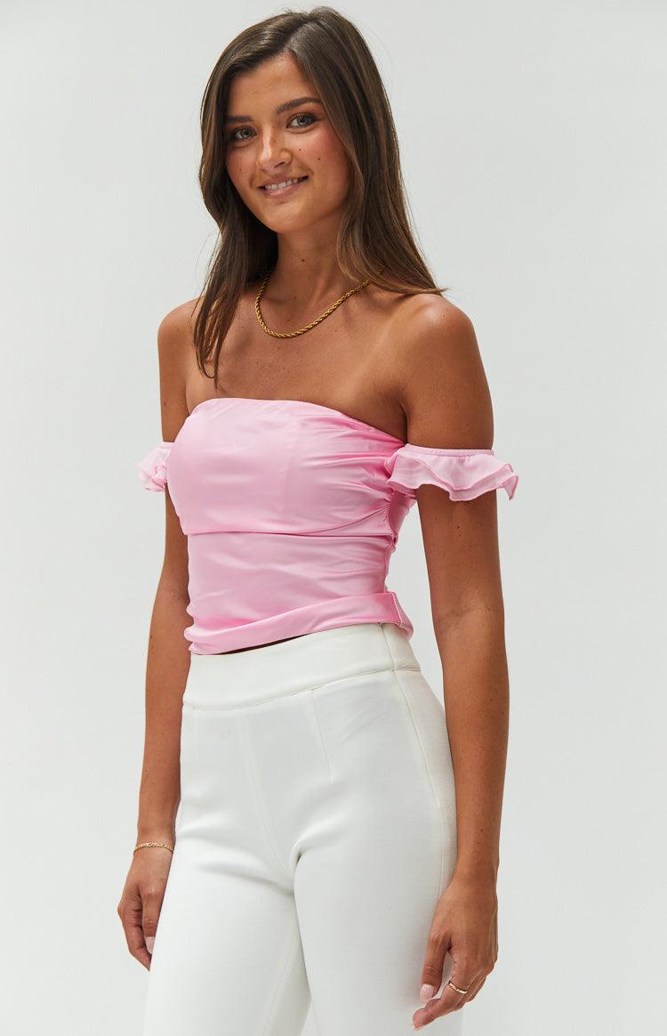 Silvia Pink Satin Crop Top Baby Product Image