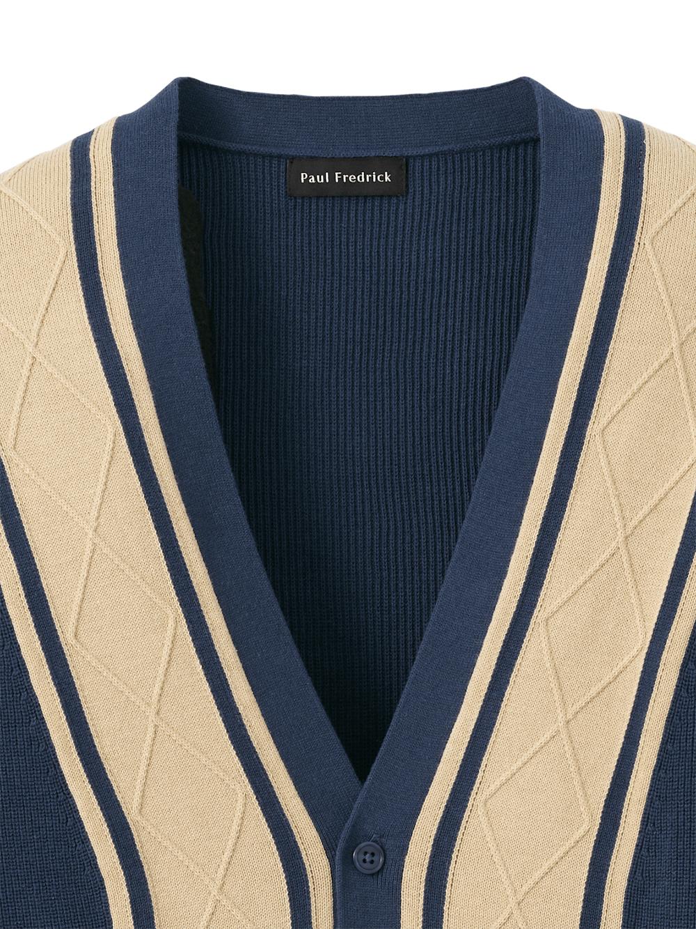 Cotton Button Front Cardigan Sweater - Navy Product Image