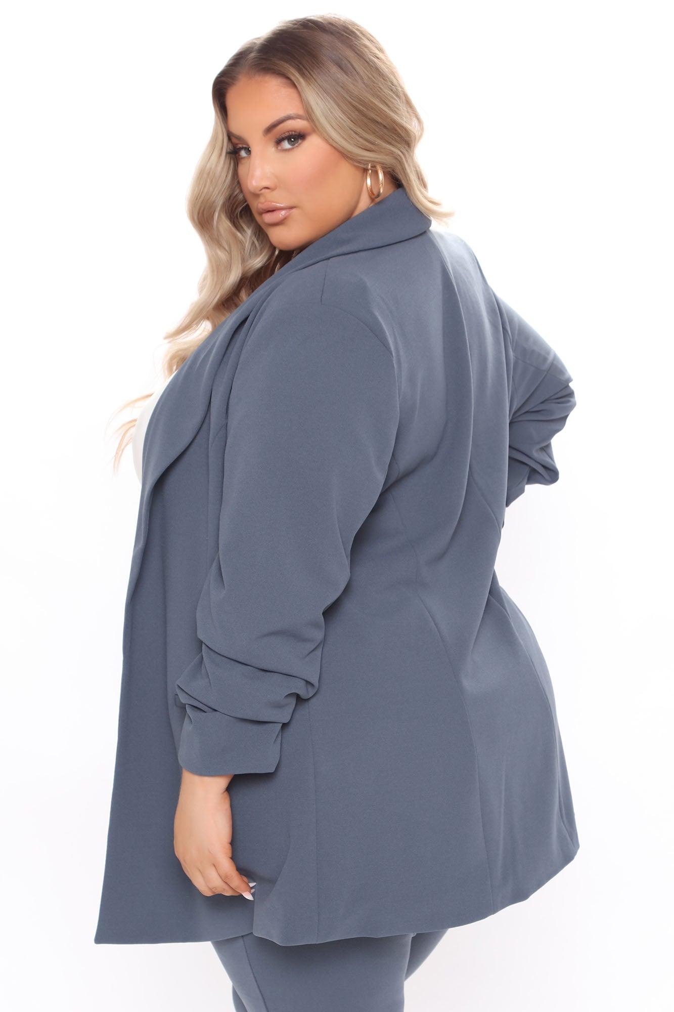 Business Classy Blazer Pant Set - Blue Product Image