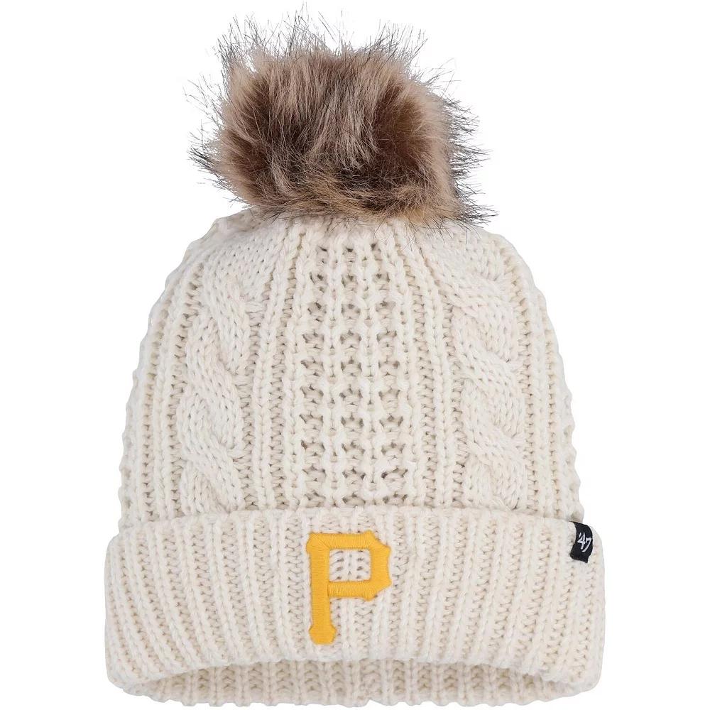 Women's '47 Cream Pittsburgh Pirates Meeko Cuffed Knit Hat with Pom, Beige Product Image