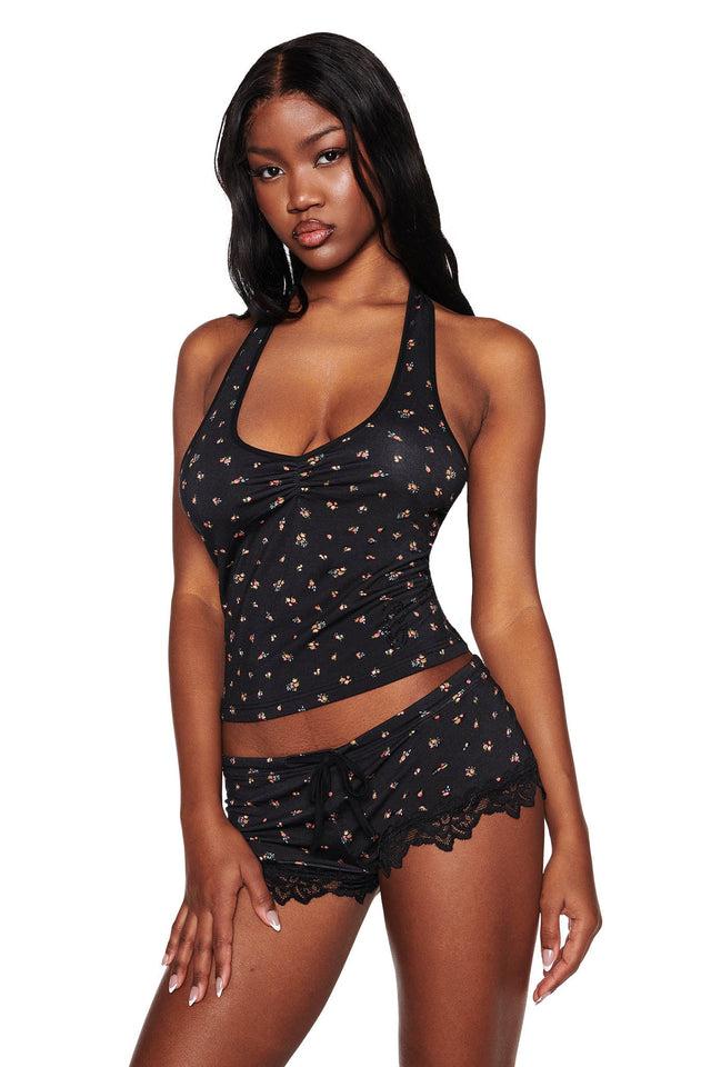 CELESTE TOP - BLACK : DITSY FLORAL Product Image