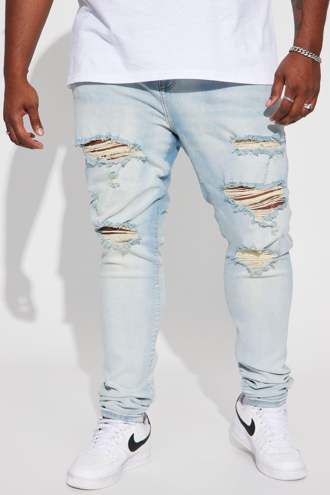Down Hill Stacked Skinny Jeans - Light Blue Wash Product Image