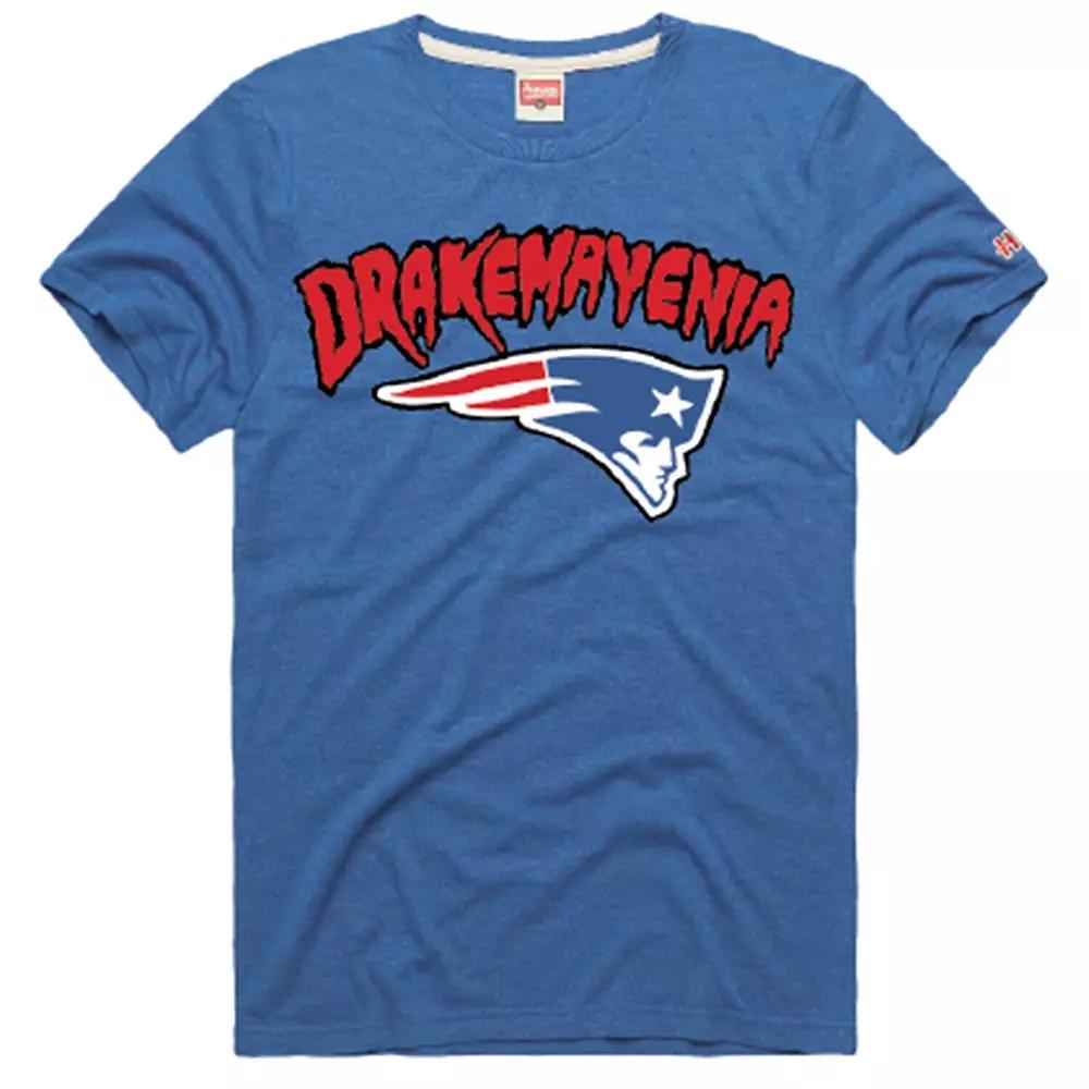 Unisex Homage Drake Maye Royal New England Patriots Drakemayenia Tri-Blend T-Shirt, Adult Unisex,  Product Image