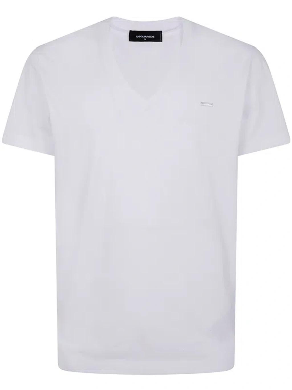 DSQUARED2 V-neck T-shirt Short Sleeves In White Product Image