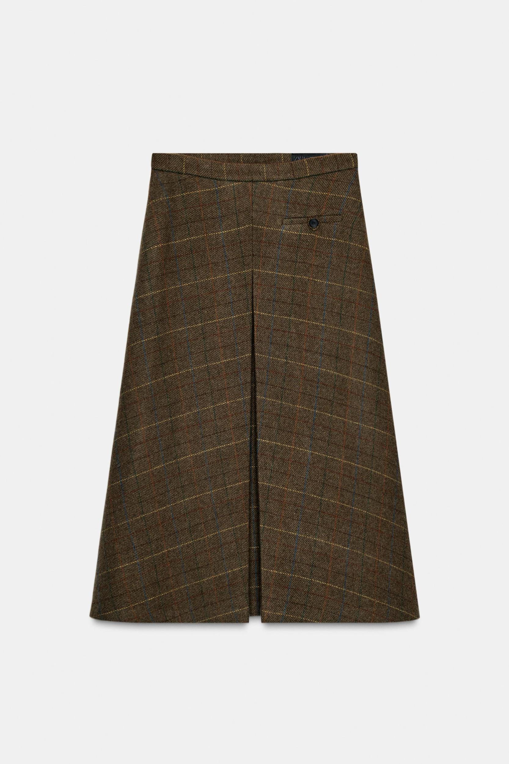PLAID WOOL SKIRT ZW COLLECTION Product Image