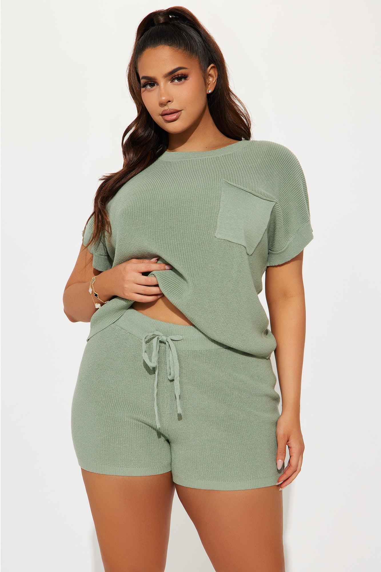 Skyler Sweater Short Set - Sage Product Image