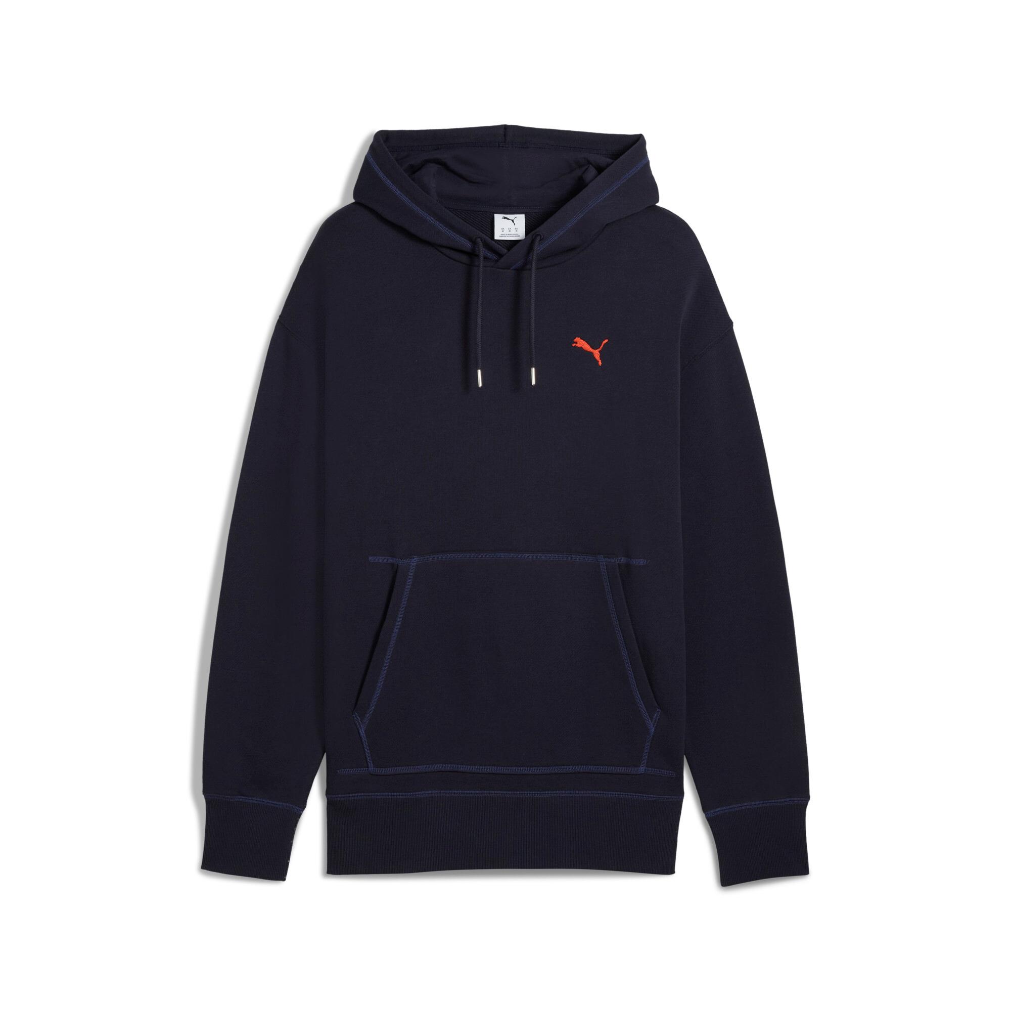 PUMA PREMIUM ESSENTIALS Men's Relaxed Hoodie in Dark Blue Product Image