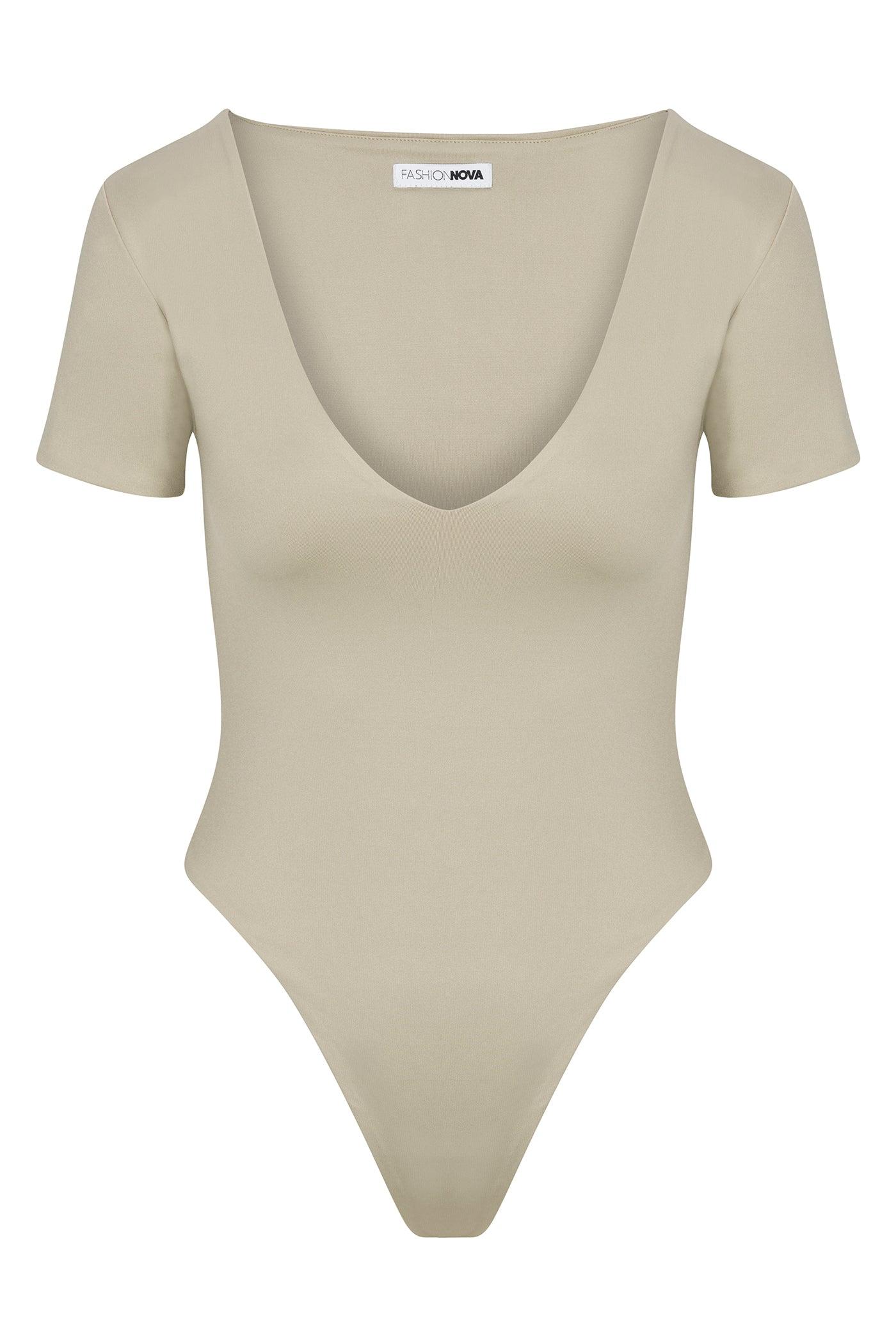 Contour Double Lined Short Sleeve High Cut Bodysuit - Stone Female Product Image