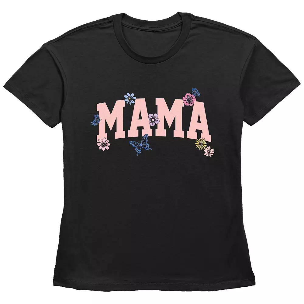Women's Mama Flowers Basic Fit Graphic Tee, Size: Small, Grey Gray Product Image